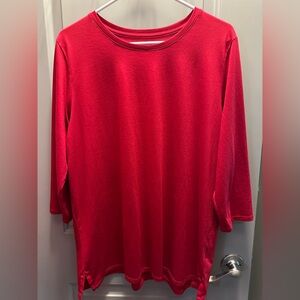 Lands’ End Size L 3/4 Sleeve Red Tee NWOT
